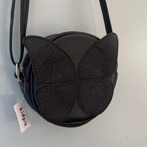 Kidpik Black Mini Glitter Butterfly Crossbody Purse pocketbook NWT